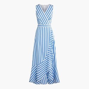 J.Crew Ruffle Striped V-neck cotton wrap dress